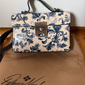 Patricia Nash Cream Crossbody with Blue Floral Print